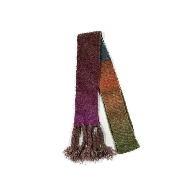 GRADIENT RAW TASSEL SCARF