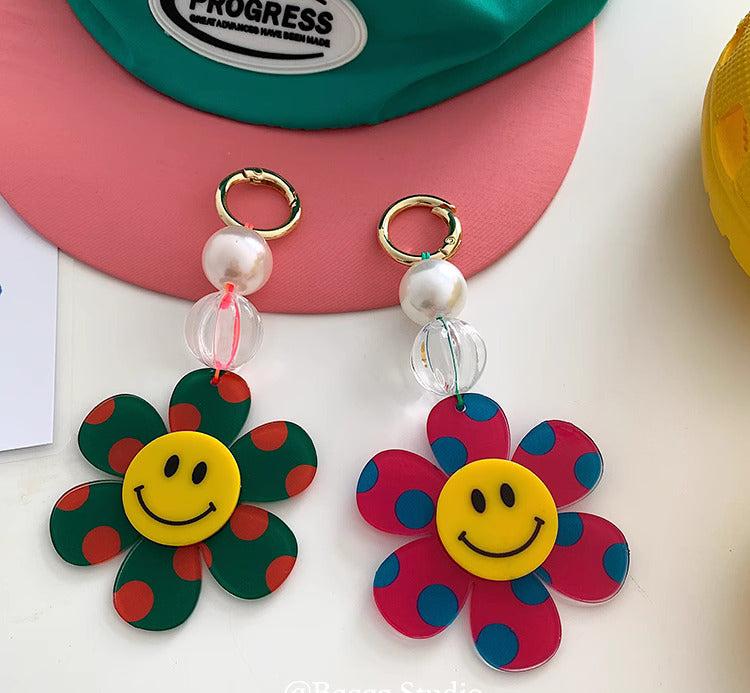 HAPPY FACE FLOWER BAG CHARMS