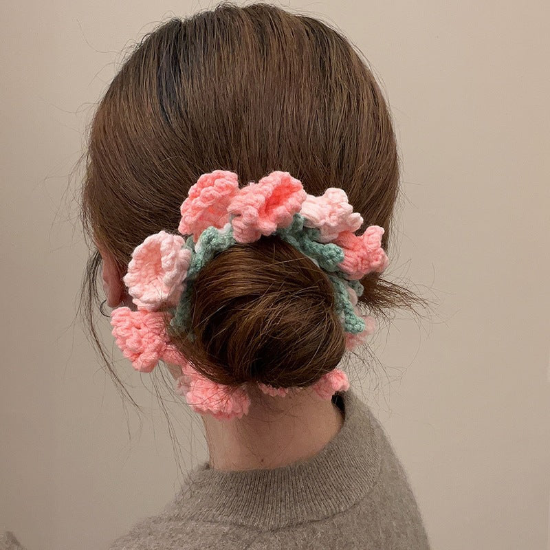 CROCHET ROSES HAIR TIE