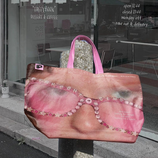 Y2K FACE PINK TOTE