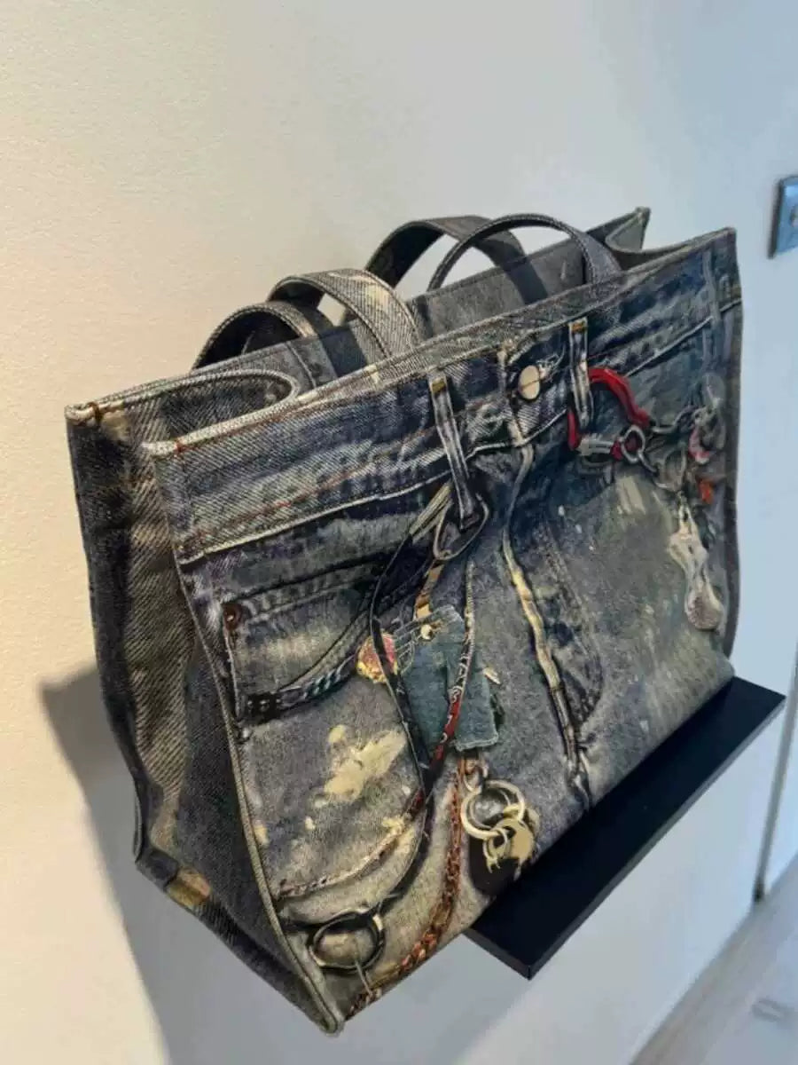 DENIM PAINT TOTE BAG