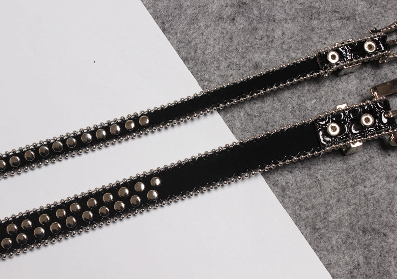 RHINESTONES ON LEATHER BELT